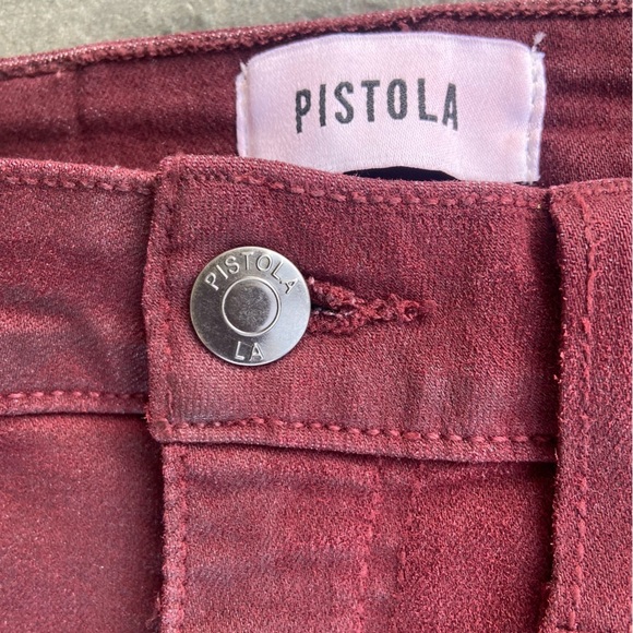 Pistola Coated Denim Maroon Skinny Ankle Jean Size 28 Stretch Casual Spring - Picture 10 of 11